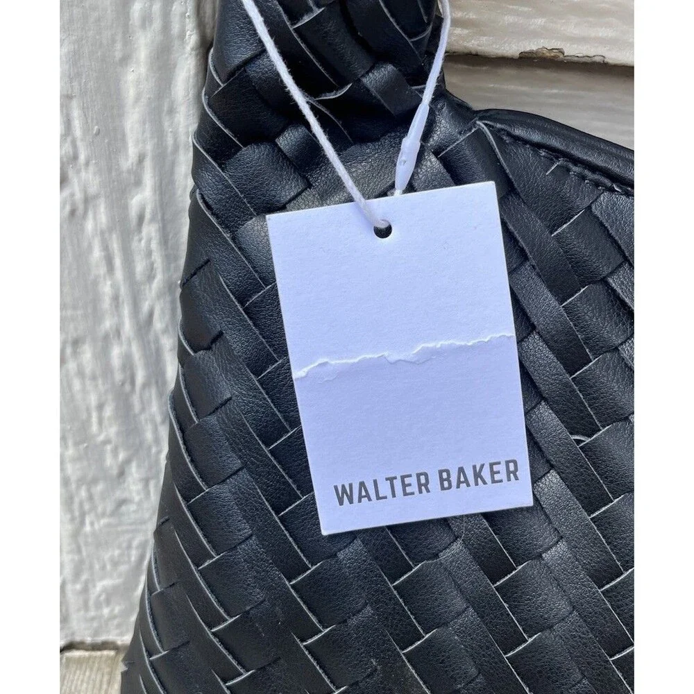 New! Walter Baker Margaux Handbag Black Woven Hobo Bag Vegan Leather